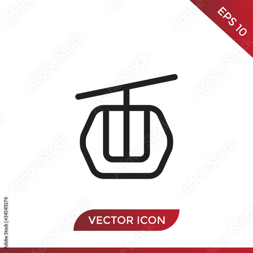 Funicular, Cable car vector icon in modern design style for web site and mobile app