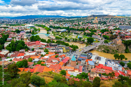 Aerial view of historical center of old Tbilisi, Georgia