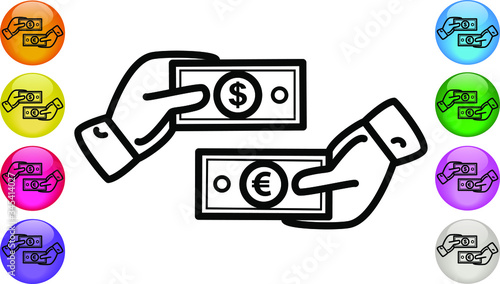 DOLLAR EURO Money Currency Exchange, Transfer Banknotes Cash Payment. Vector illustration EPS 10.