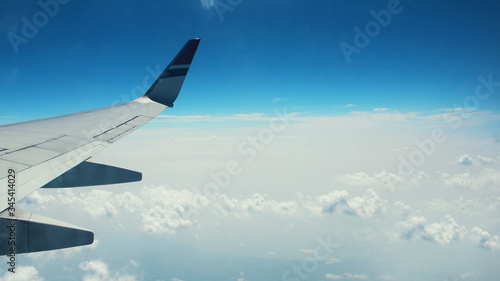 The Blue sky from the window of a plane. 