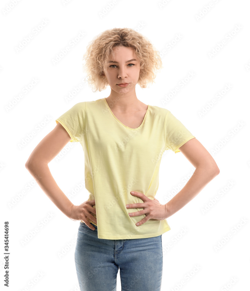 Beautiful young woman on white background Beautiful young woman on white background