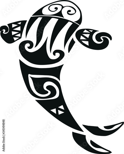 orca tattoo sketch. Black. Polynesia Vector