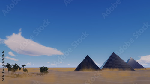 Pyramidal Solar Panels in the Desert 3D Rendering