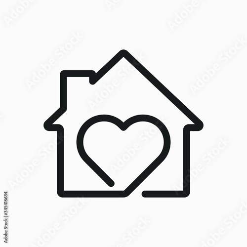Home love peace. Home protection concept. Heart inside house