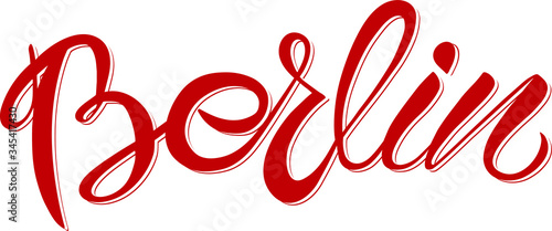 Berlin. Hand written Lettering for city name. Tag,Template. Vector modern calligraphy for print , typography poster.