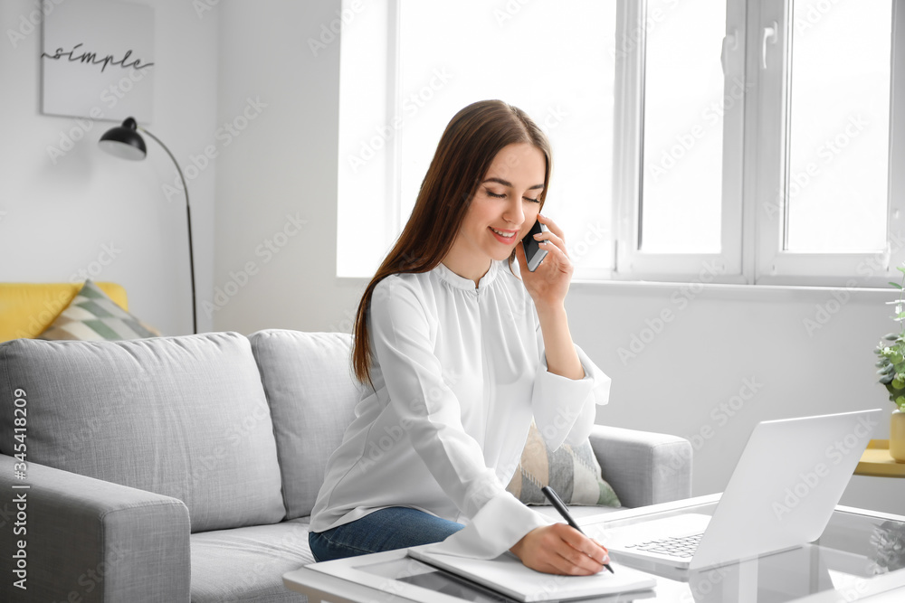 Female technical support agent working at home Female technical support agent working at home