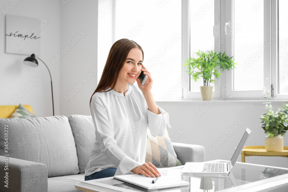 Female technical support agent working at home Female technical support agent working at home