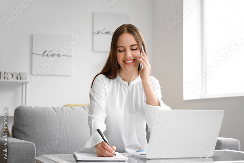 Female technical support agent working at home