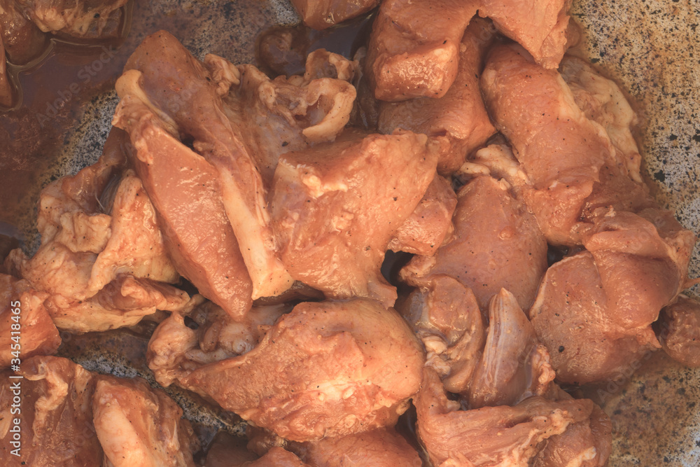 Pieces of meat ready for grill.