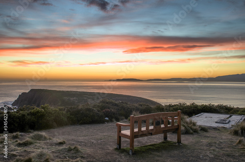 Sunset and scenic view over Bruny Island