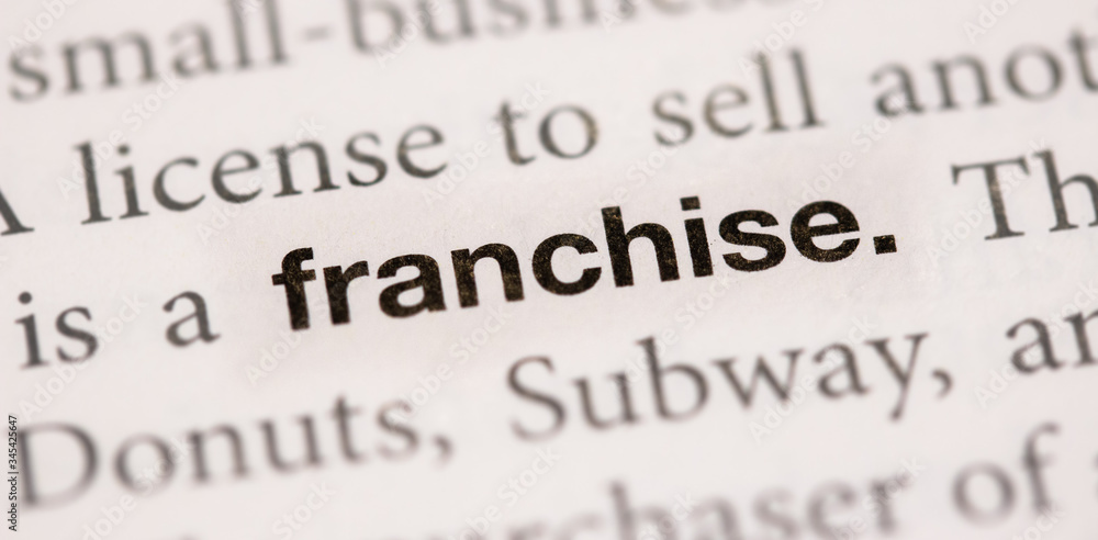 The word Franchise written in a book The word Franchise written in a book