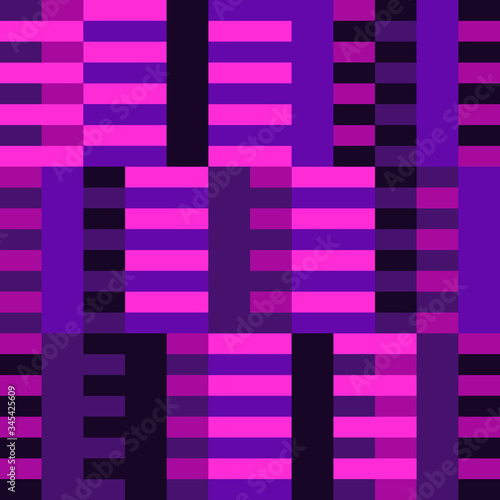 Geometric seamless pattern. Bauhaus style background. Modular grid print. Stripe, line, stroke, rectangle, ornament