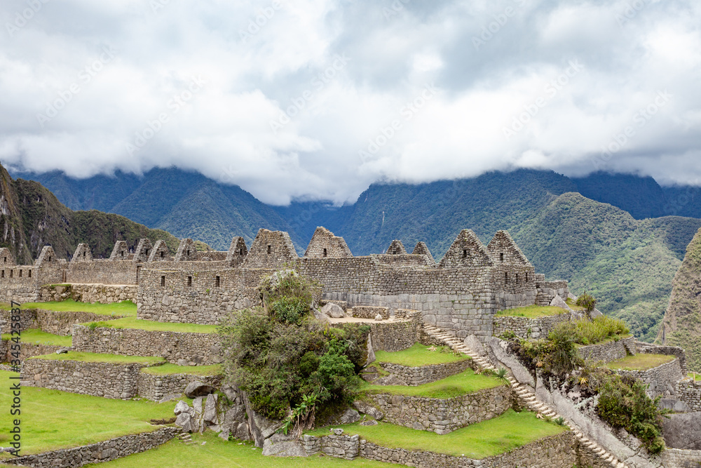 Buildings and terraces of the city of Machu Picchu, Peru