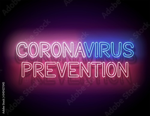 Glow Signboard with Coronavirus Prevention Inscription