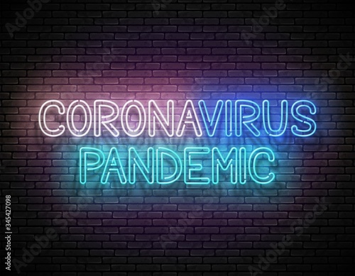 Glow Signboard with Coronavirus Pandemic Inscription