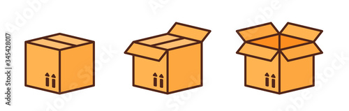 Set of shipping, delivery box or container icons.