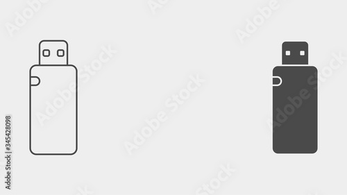 Pen drive outline and filled vector icon sign symbol
