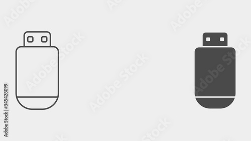 Pen drive outline and filled vector icon sign symbol