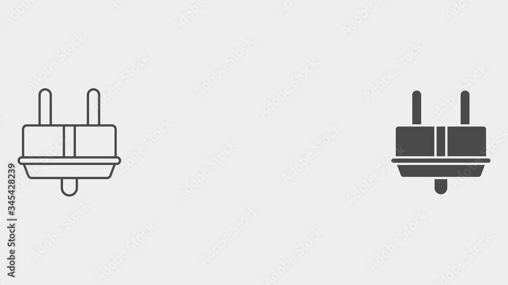 Plug outline and filled vector icon sign symbol Plug outline and filled vector icon sign symbol