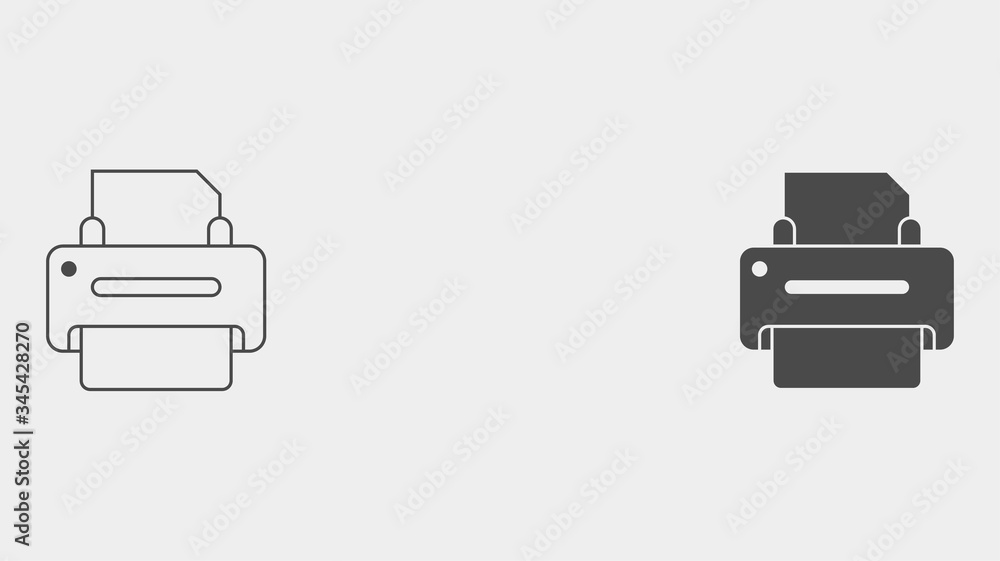Printer outline and filled vector icon sign symbol Printer outline and filled vector icon sign symbol
