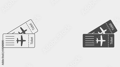 Plane ticket outline and filled vector icon sign symbol