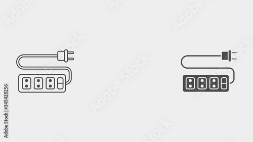Power strip outline and filled vector icon sign symbol