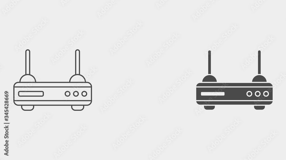 Modem outline and filled vector icon sign symbol Modem outline and filled vector icon sign symbol