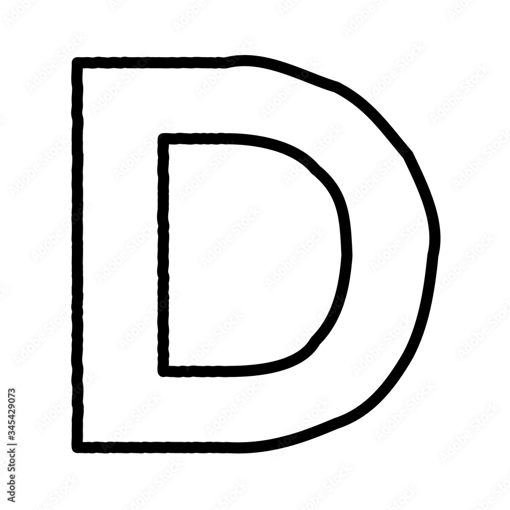 BLACK THICK SERPENTINE SCRIBBLE OUTLINE ENGLISH ALPHABET : D BLACK THICK SERPENTINE SCRIBBLE OUTLINE ENGLISH ALPHABET : D
