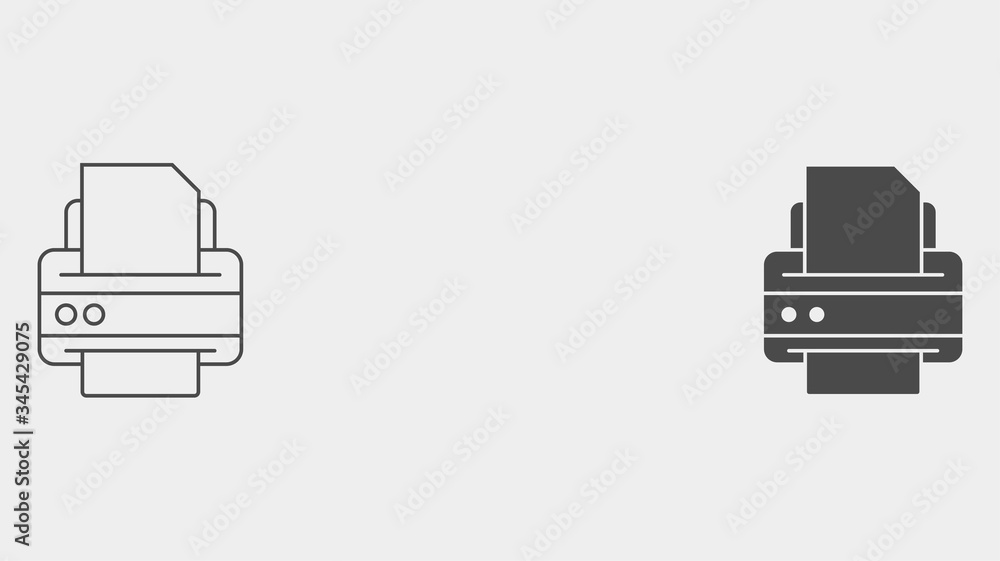 Printer outline and filled vector icon sign symbol Printer outline and filled vector icon sign symbol