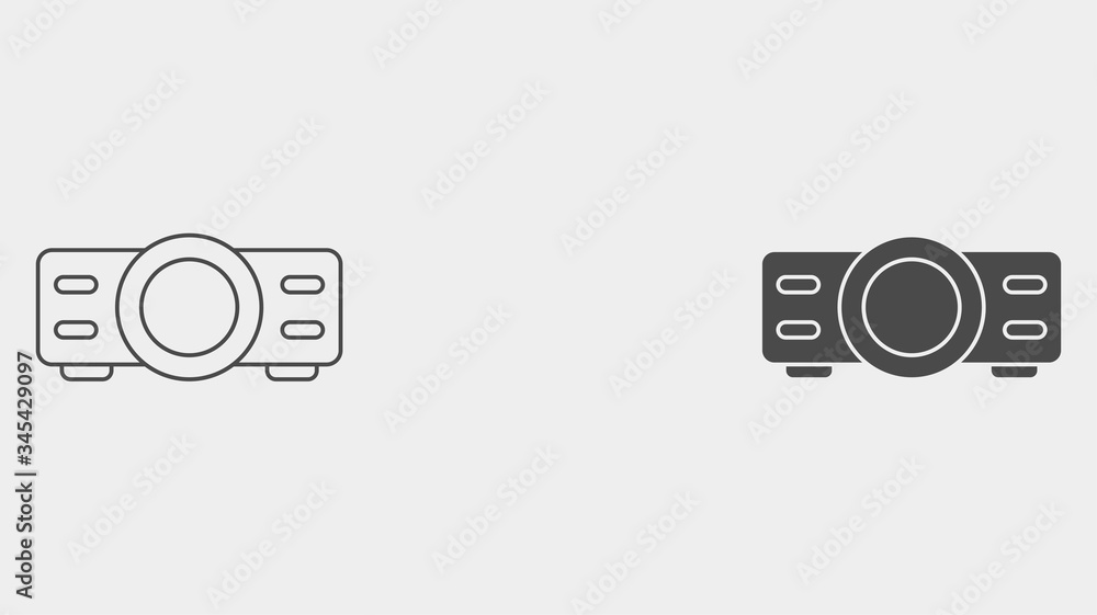 Projector outline and filled vector icon sign symbol Projector outline and filled vector icon sign symbol