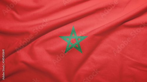 Morocco flag with fabric texture
