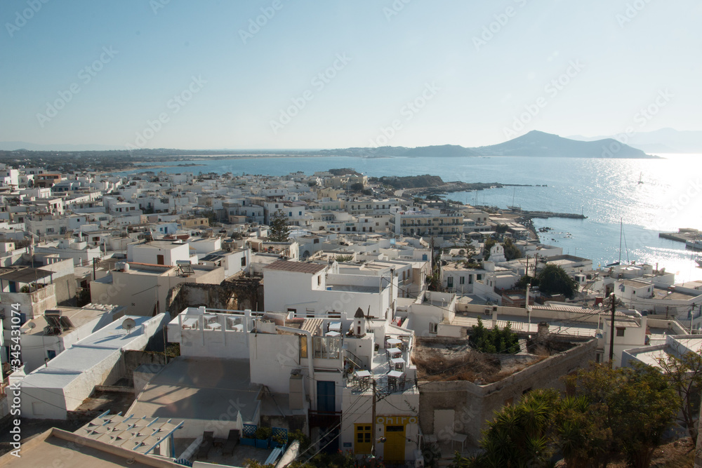 view of the city of Naxos greece