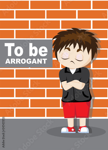 to be arrogant boy cartoon character illustration