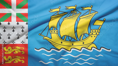 Saint Pierre and Miquelon flag with fabric texture