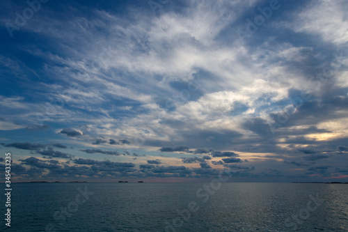 Dramatic Clouds sunset over caribbean sea