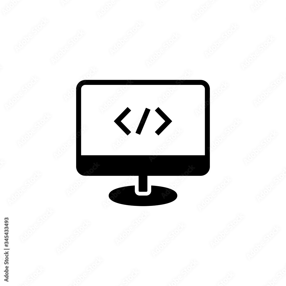 Computing code vector icon in black solid flat design icon isolated on white background Computing code vector icon in black solid flat design icon isolated on white background