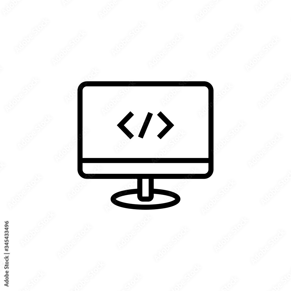 Computing code vector icon in linear, outline icon isolated on white background Computing code vector icon in linear, outline icon isolated on white background