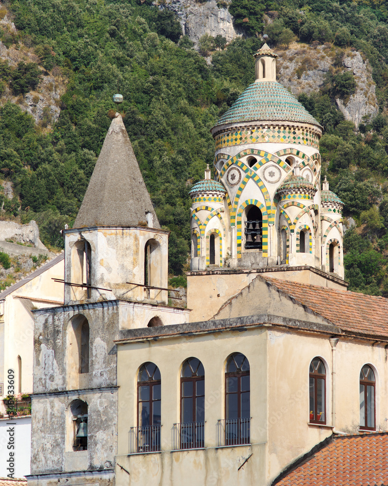 Amalfi Bell Tower Of S. Andrea Cathedral And Bell Tower Of S. Benedetto Church In Campania