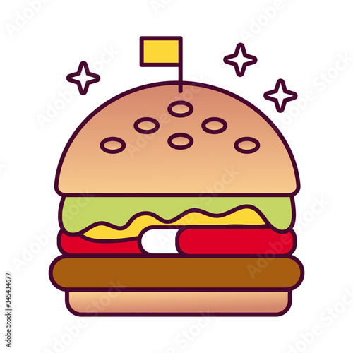 delicious burger fast food detailed style icon