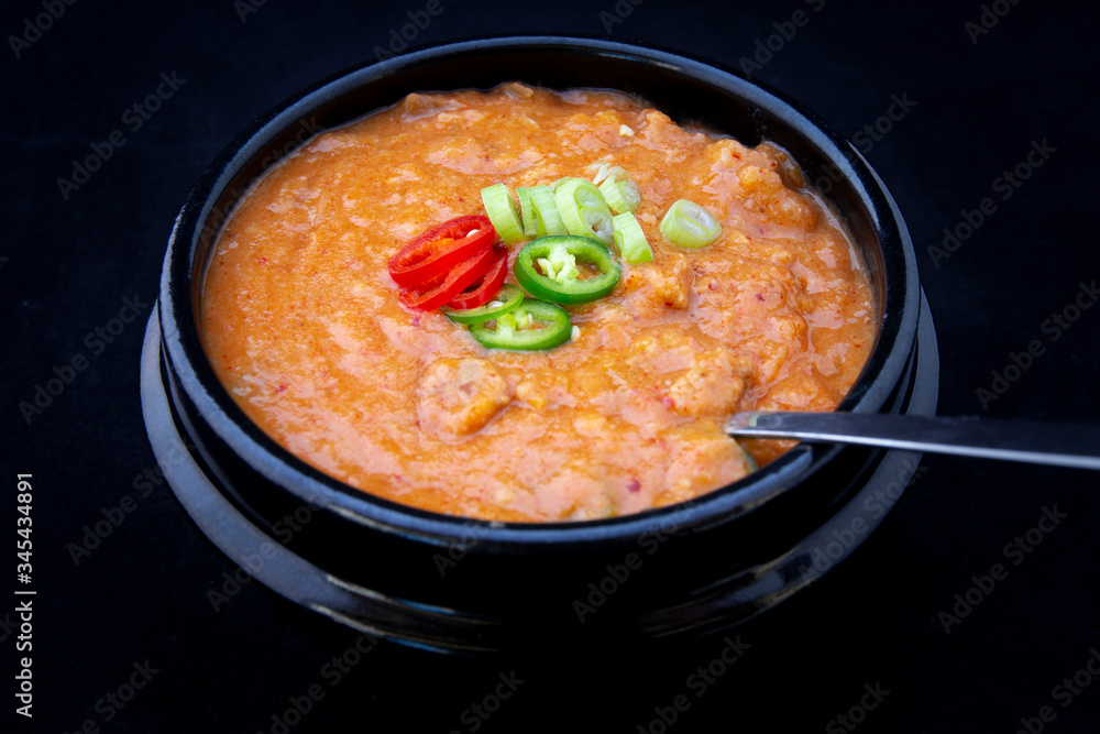 Ground soybean stew which is called Kongbiji-jjigae in Korea Ground soybean stew which is called Kongbiji-jjigae in Korea