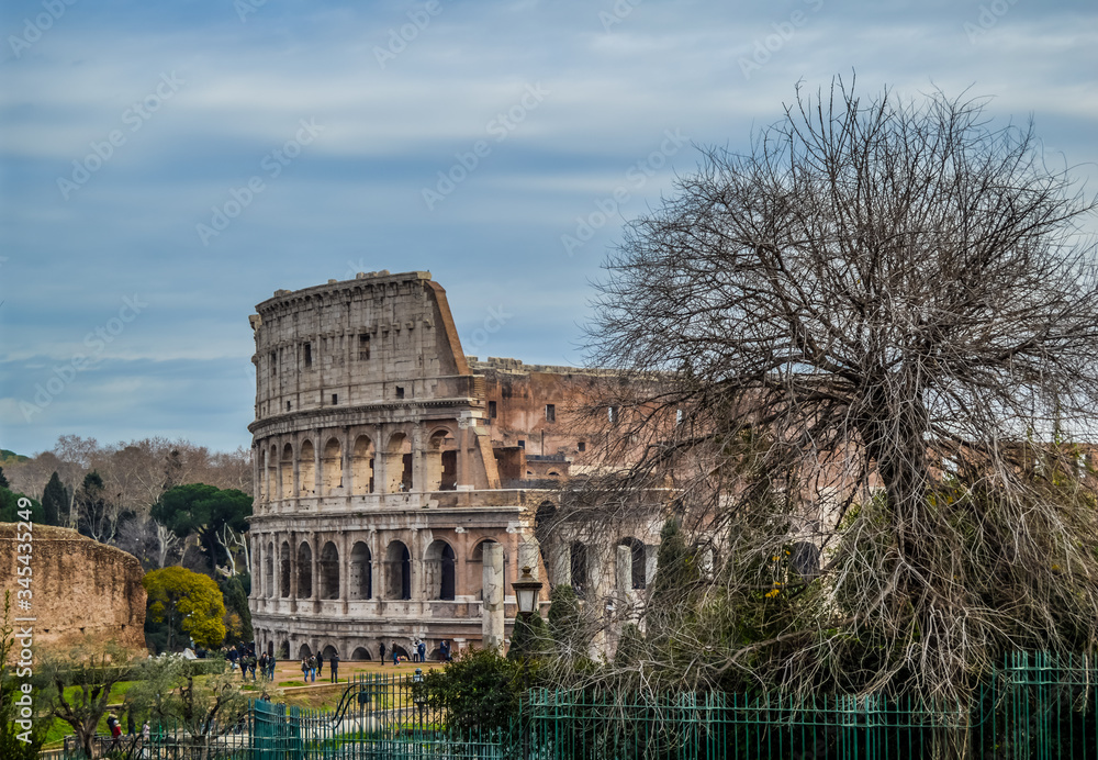 Roman Colosseum or coloseum an ancient gladiator Amphitheatre in Rome Italy