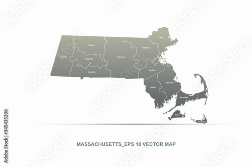 massachusetts map. u.s. sta...
