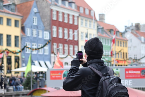 young man traveling in Copenhagen 