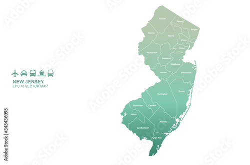 new jersey map. vector map of new jersey, u.s. states map. 