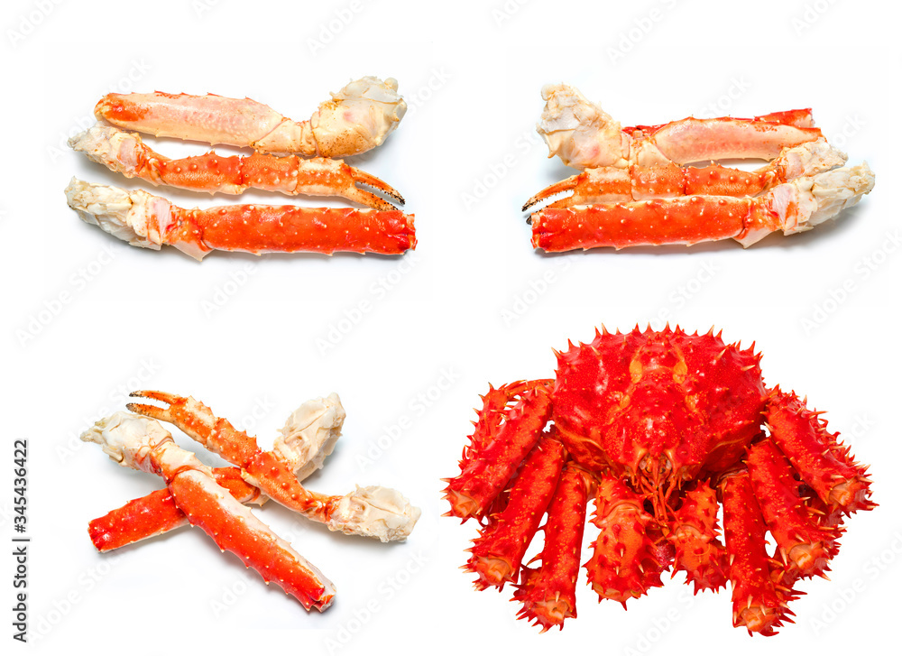 Alaskan king crab isolated in white background, Red king crab or Taraba crab isolated on white background Alaskan king crab isolated in white background, Red king crab or Taraba crab isolated on white background