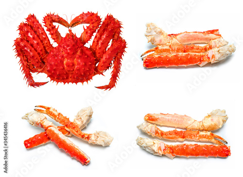 Alaskan king crab isolated in white background, Red king crab or Taraba crab  isolated on white background photo