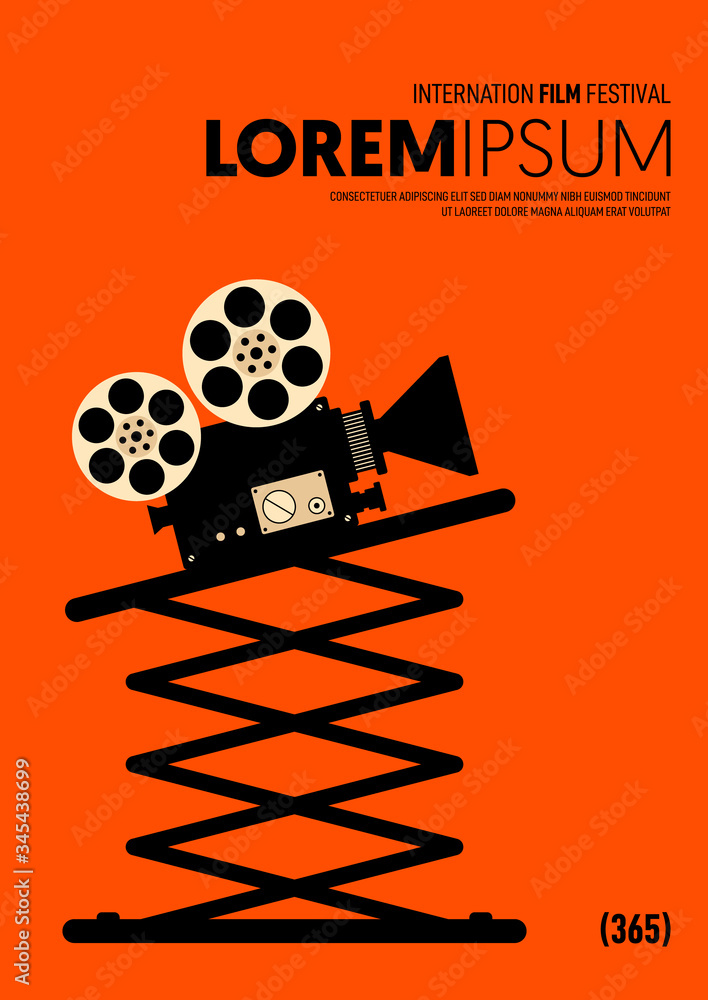 Movie and film poster design template background with vintage film camera  Stock Vector | Adobe Stock