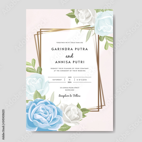 Beautiful floral wreath wedding invitation card template Premium Vector photo