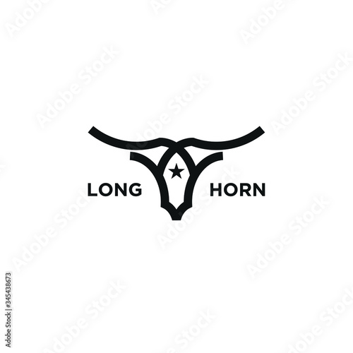 Texas Longhorn, Bull  line art Logo Design
