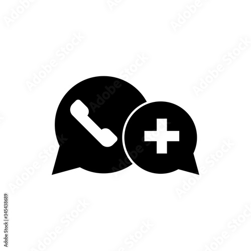 Call doctor glyph icon design vector. Medical telephone sign symbol. Editable stroke. Black glyph vector icon.